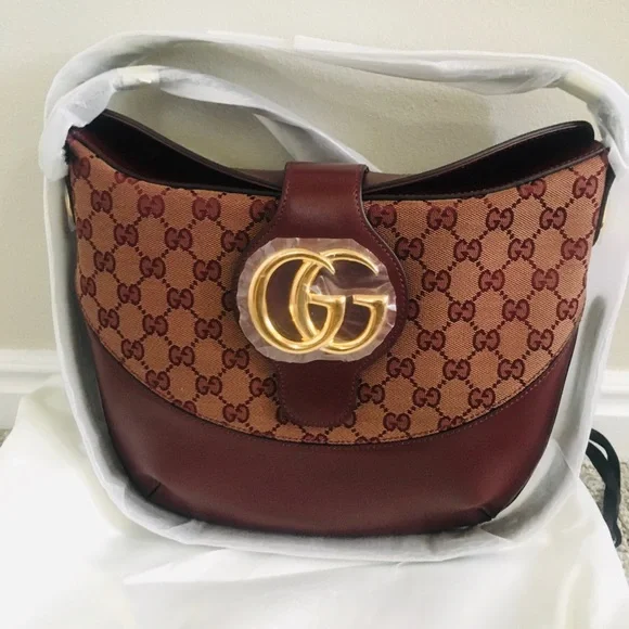 New Authentic Gucci Medium GG Canvas & Leather Shoulder Bag - Picture 6 of 12